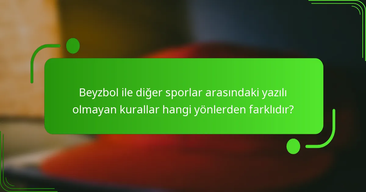 Beyzbol ile diğer sporlar arasındaki yazılı olmayan kurallar hangi yönlerden farklıdır?