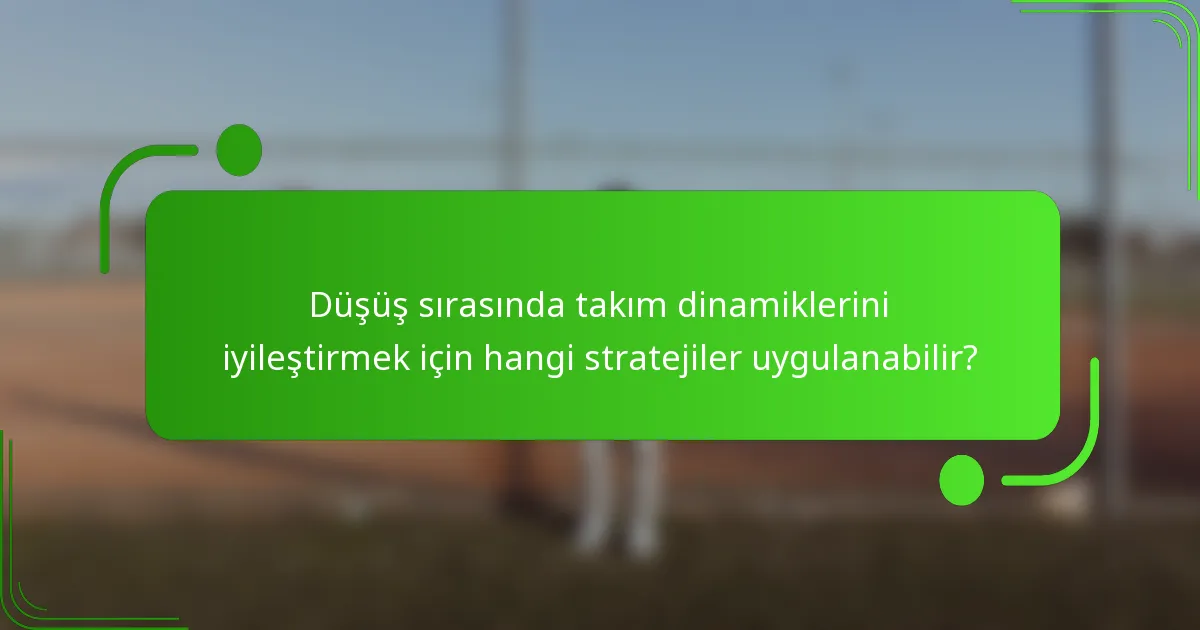 Düşüş sırasında takım dinamiklerini iyileştirmek için hangi stratejiler uygulanabilir?