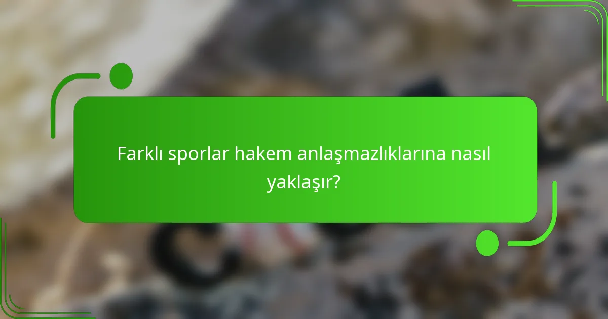 Farklı sporlar hakem anlaşmazlıklarına nasıl yaklaşır?