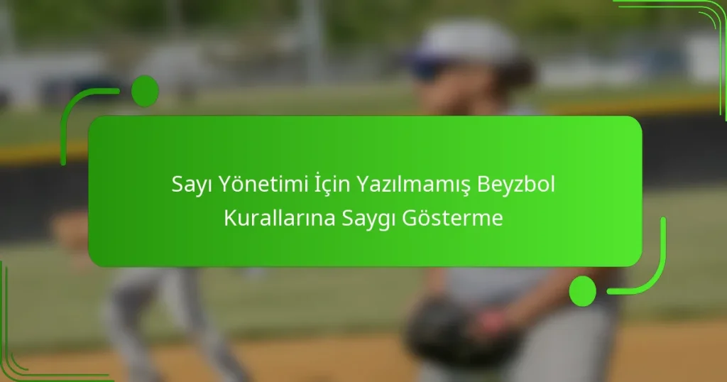 Sayı Yönetimi İçin Yazılmamış Beyzbol Kurallarına Saygı Gösterme