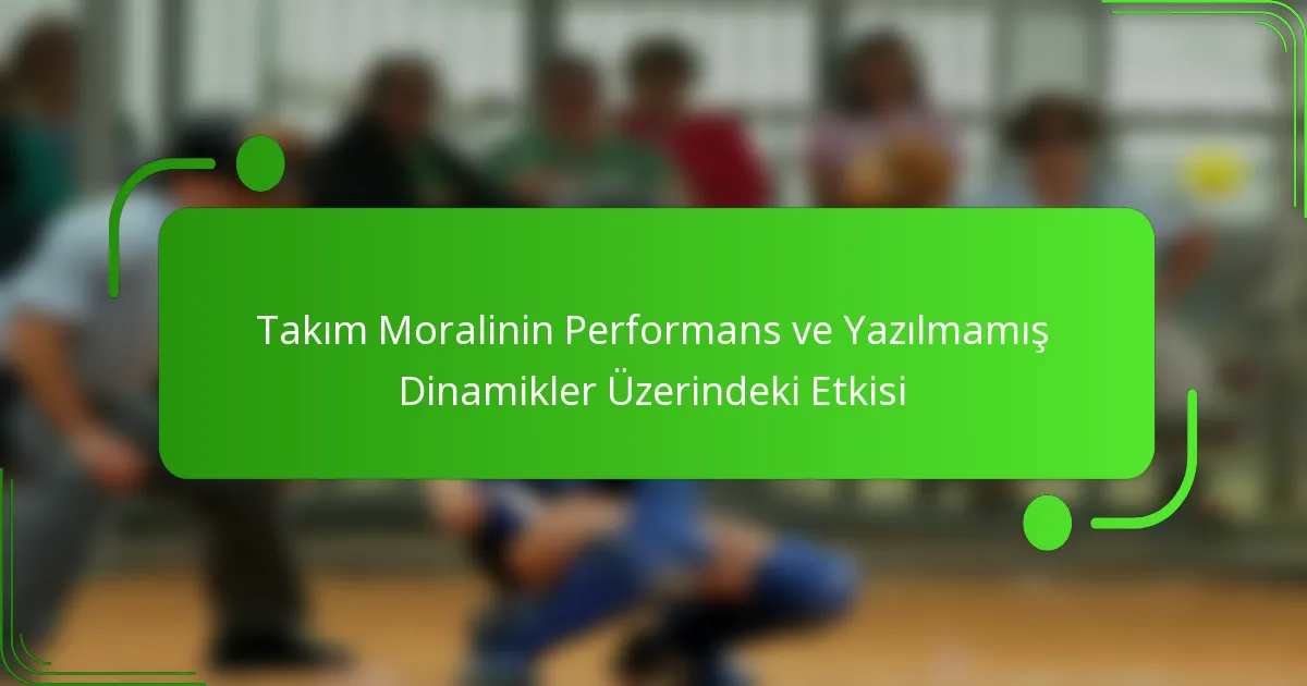 Takım Moralinin Performans ve Yazılmamış Dinamikler Üzerindeki Etkisi
