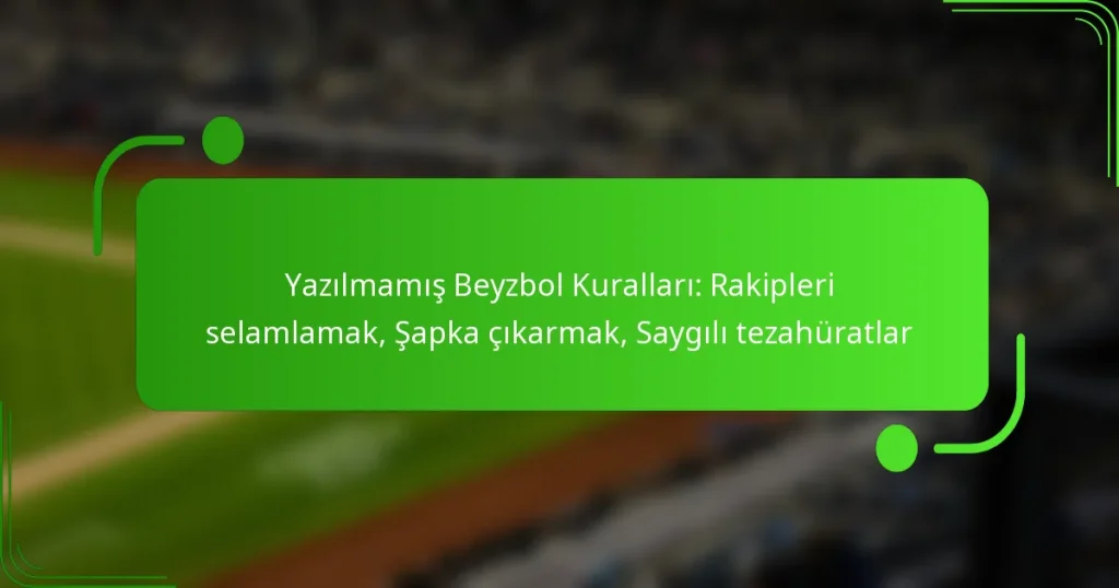 Yazılmamış Beyzbol Kuralları: Rakipleri selamlamak, Şapka çıkarmak, Saygılı tezahüratlar