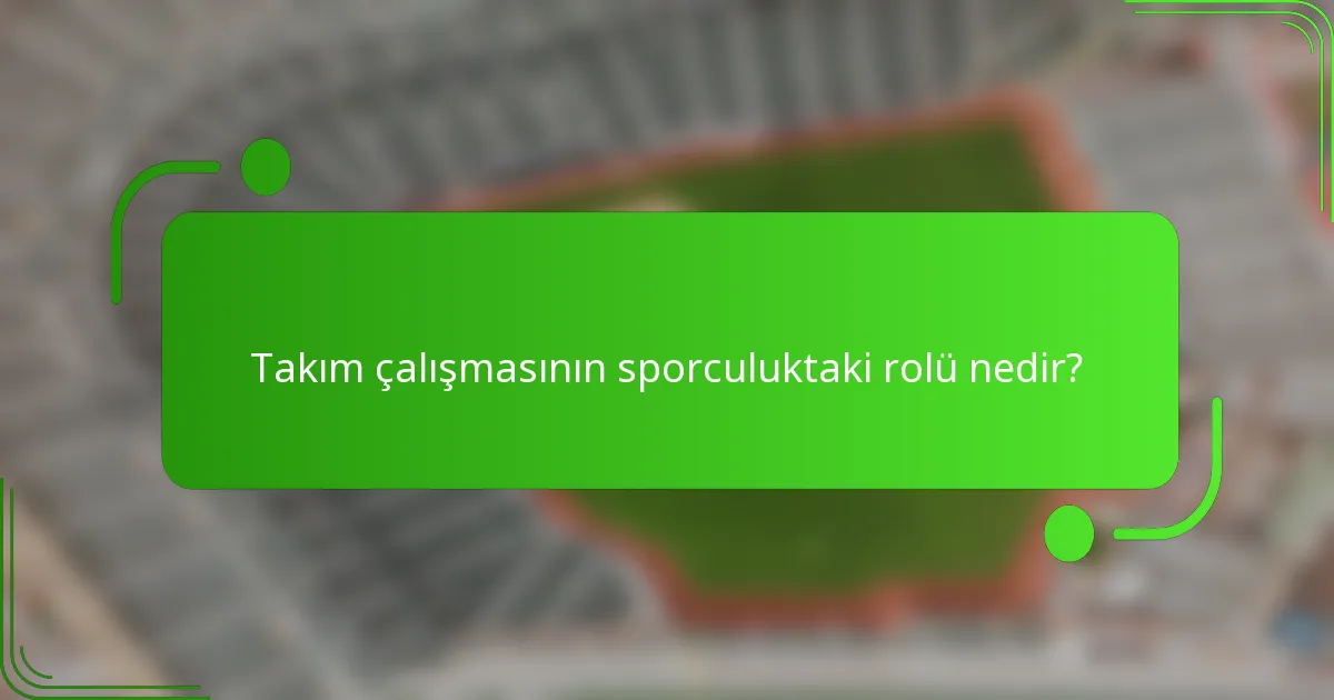 Takım çalışmasının sporculuktaki rolü nedir?