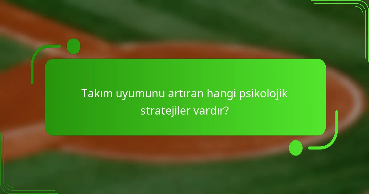 Takım uyumunu artıran hangi psikolojik stratejiler vardır?
